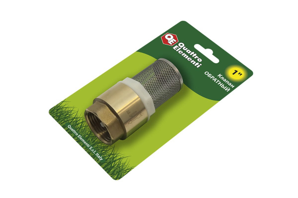 Клапан обратный с несъемной сеткой (F 1"; латунь) QUATTRO ELEMENTI 771-800