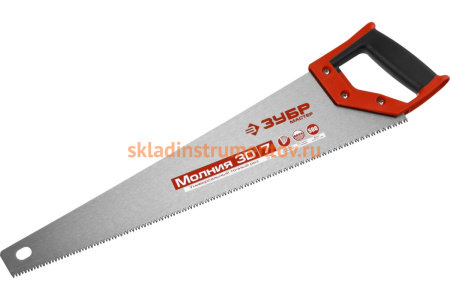 Универсальная ножовка 500 мм, 7TPI, 3D зуб, ЗУБР МОЛНИЯ-3D 15077-50