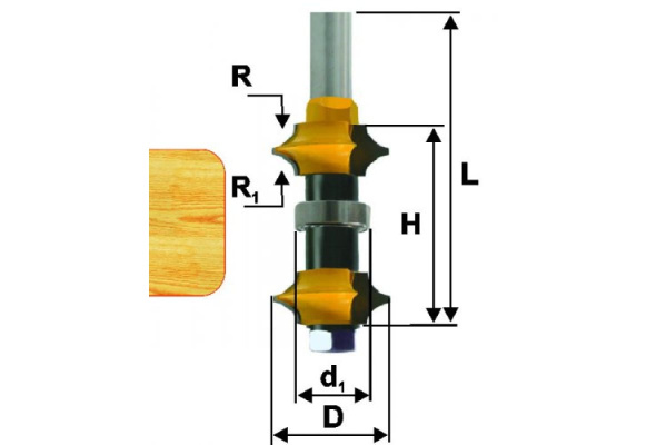 Фреза кромочная калевочная регулируемая (35х22х108 мм; хвостовик 12 мм) Энкор 10696