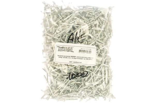 Заклепка вытяжная открытая алюминий/сталь AlMg 1.5%/St (1000 шт; 4x12 мм; Борт: Стандарт) MESSER 111114012-1000