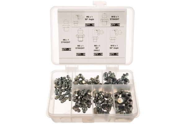 Набор пресс-масленок GFT/KIT/M-80 80 шт. в пластиковом диспенсере GROZ GR43973