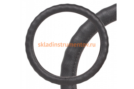 Ребристая оплетка на руль Airline перфорированная кожа, черная, 37-39 см М AWC-RS-13M