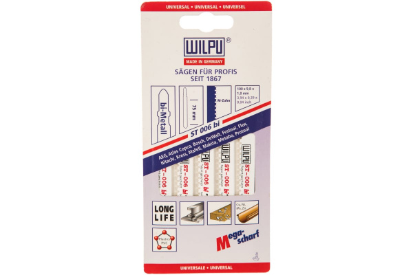 Пилка по металлу ST 006 bi (5 шт; 100х9.8х1 мм; 75 мм; BiM) WILPU 280000005