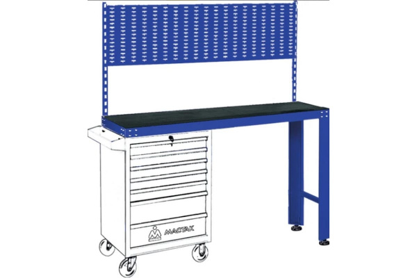 Инструментальный верстак под тележку с задней панелью, синий МАСТАК 542-11500B