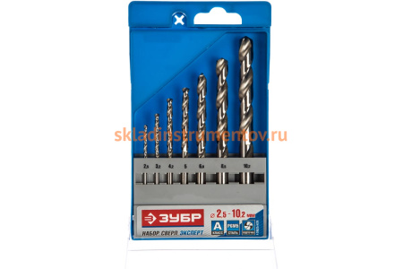 Набор сверл по металлу "МЕТ-Ш" 7 шт. (2.5-10.2 мм; Р6М5) Зубр 4-29625-H7R