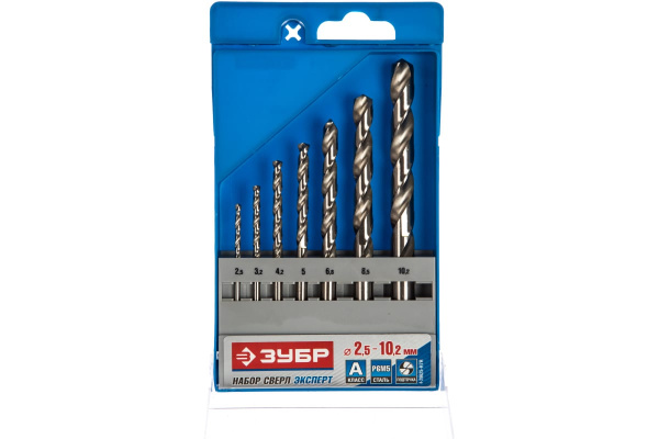 Набор сверл по металлу "МЕТ-Ш" 7 шт. (2.5-10.2 мм; Р6М5) Зубр 4-29625-H7R