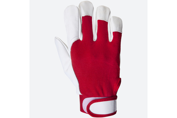Кожаные перчатки Jeta Safety Mechanic, цвет красный/белый, манжета велкро JLE301-10/XL Кожаные перчатки Jeta Safety Mechanic, цвет красный/белый, манжета велкро JLE301-10/XL