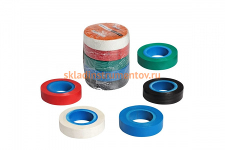 Изолента ПВХ Airline набор 5 шт. син.чёр.кр.зел. бел. 15 мм х 10 м AIT-P-07K