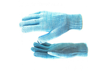 Трикотажные двойные перчатки с двойной манжетой СИБРТЕХ акрил, голубые 68686