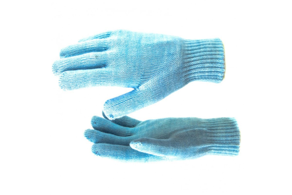 Трикотажные двойные перчатки с двойной манжетой СИБРТЕХ акрил, голубые 68686