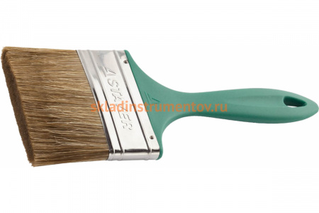 Плоская кисть STAYER Lasur Euro смешанная натуральная и искусственная щетина пластмассовая ручка 100 мм 01081-100