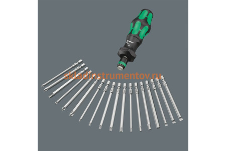 Ручка-держатель WERA 826 T Kraftform Turbo быстрозажимной патрон Rapidaptor, 1/4 x 146 мм WE-057480