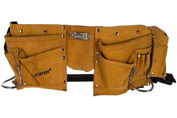 Кожаный пояс для инструментов MASTER, 10 карманов, 2 скобы STAYER 38510