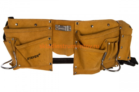 Кожаный пояс для инструментов MASTER, 10 карманов, 2 скобы STAYER 38510