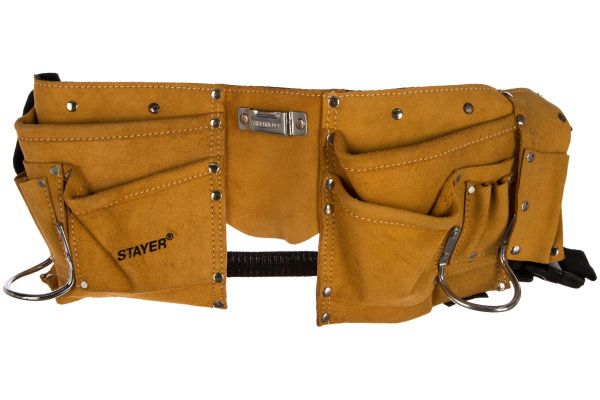 Кожаный пояс для инструментов MASTER, 10 карманов, 2 скобы STAYER 38510