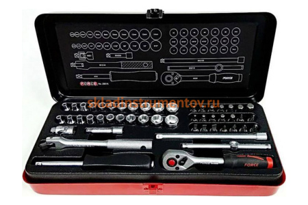 Набор дюймовых и метрических 6-ти гранных головок и головок-бит FORCE 2501А