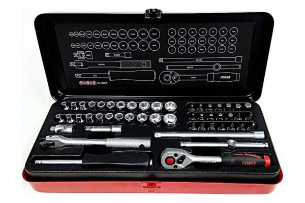 Набор дюймовых и метрических 6-ти гранных головок и головок-бит FORCE 2501А