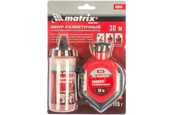 Разметочный шнур 30м + красный порошок MATRIX MASTER 84855 Разметочный шнур 30м + красный порошок MATRIX MASTER 84855