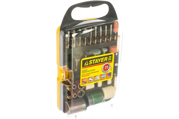 Набор мини-насадок в пластиковом кейсе (71 предмет) для гравировальных машин Stayer 29902-H71