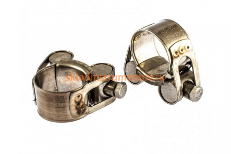 Металлические хомуты СИБРТЕХ, силовые, 23-25мм, ширина 18мм, шарнирный, W4, 2шт 475083