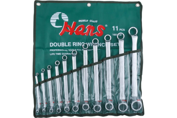 Комплект накидных ключей 75град, 6-32мм, 11шт Hans 16011M