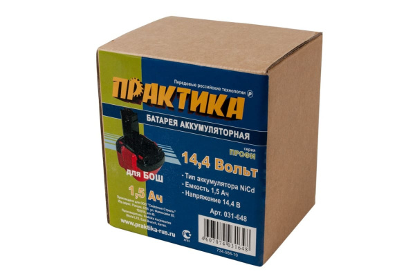 Аккумулятор (14.4 В; 1.5 А*ч; NiCd) для инструментов BOSCH коробка ПРАКТИКА 031-648