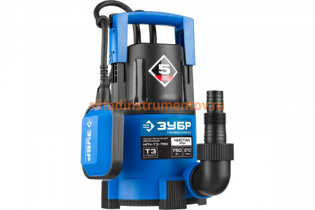 Погружной дренажный насос для чистой воды ЗУБР ПРОФЕССИОНАЛ НПЧ-Т3-750