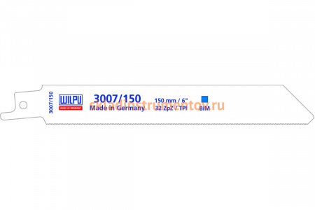Полотно по металлу 3007/150 Bi-metall (5 шт; 150х19х0.9 мм; 130 мм; 32 TPI) WILPU 1411500005