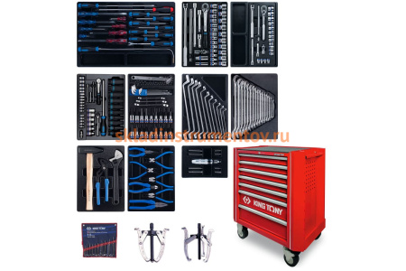Набор инструментов в красной тележке, 204шт KING TONY 934A-100MR