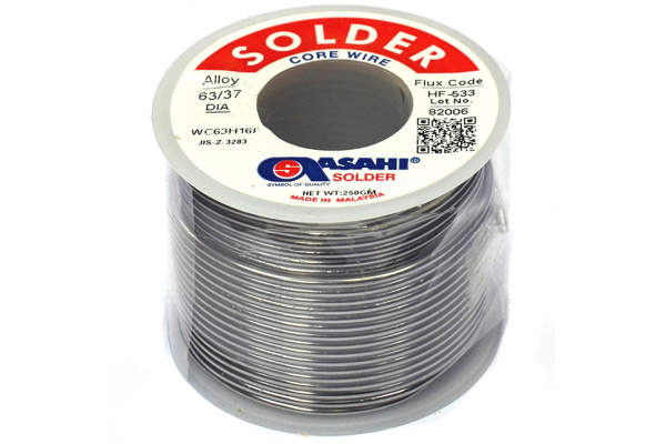 Припой (1 мм, 0.25 кг, Sn63/Pb37, HF533 флюс RMA) ASAHI 00-00000311 Припой (1 мм, 0.25 кг, Sn63/Pb37, HF533 флюс RMA) ASAHI 00-00000311