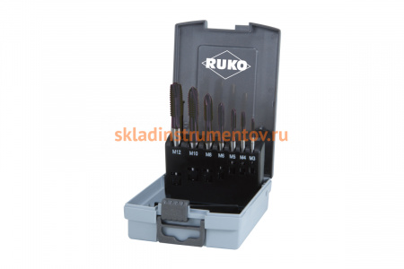 Набор машинных метчиков Ruko M3-М12 мм HSSE-TiALN 7пр 245068RO
