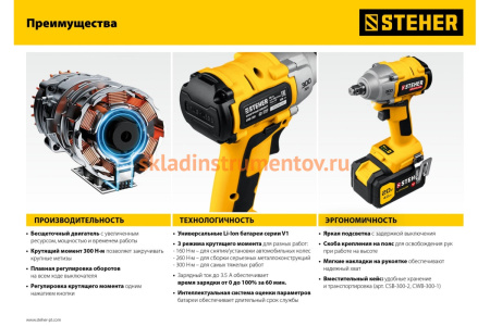 Бесщеточный винтоверт STEHER CSB-300-2