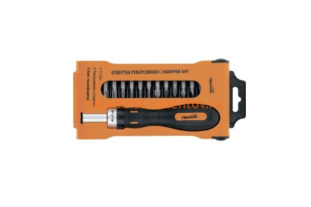 Реверсивная отвертка с набором бит SPARTA CrV, 12шт 11347