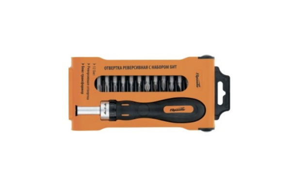 Реверсивная отвертка с набором бит SPARTA CrV, 12шт 11347
