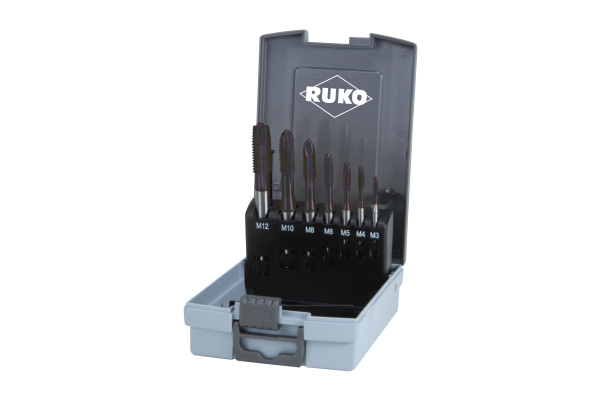 Набор машинных метчиков Ruko M3-М12 мм HSSE-TiALN 7пр 245068RO