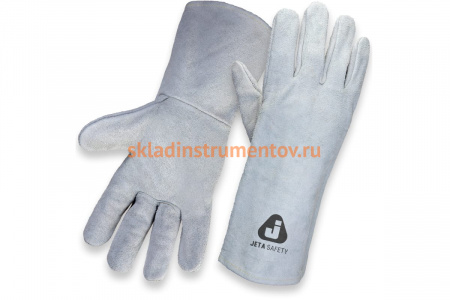 Перчатки сварщика с крагой Jeta Safety Light 10/XL, из спилковой кожи, цвет серый JWK101-XL