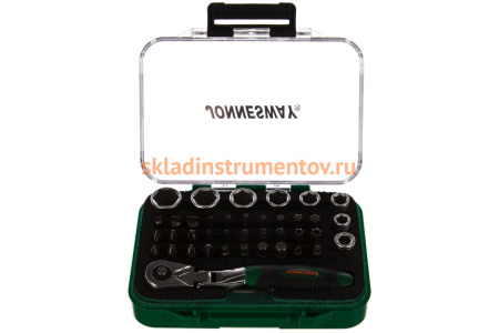 Набор торцевых головок, вставок-бит с трещоточной рукояткой (1/4"; 40 предметов) Jonnesway RD02040S 49305