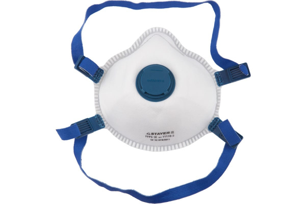 Полумаска фильтрующая Professional (коническая; клапан; многослойная; класс защиты FFP3) Stayer 11110-3