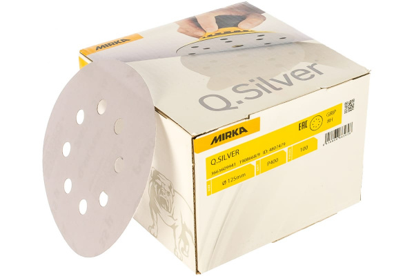 Круг шлифовальный Q.SILVER (100 шт; 125 мм; 8 отв; P400) MIRKA 3661609941