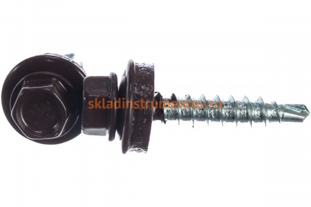 Саморезы для крепления кровельных материалов к деревянной обрешетке Зубр цвет RAL 8017 (шокол.-коричн.), оцинк., 4,8x29 мм, 2500 шт 4-300310-48-029-8017