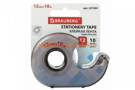 Клейкая лента в тонированном сером диспенсере BRAUBERG 12 мм х 10 м 227263