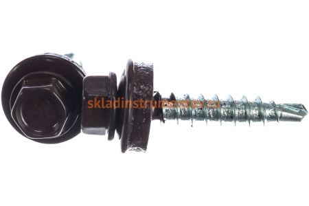 Саморезы для крепления кровельных материалов к деревянной обрешетке Зубр цвет RAL 8017 (шокол.-коричн.), оцинк., 4,8x29 мм, 2500 шт 4-300310-48-029-8017