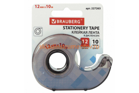 Клейкая лента в тонированном сером диспенсере BRAUBERG 12 мм х 10 м 227263