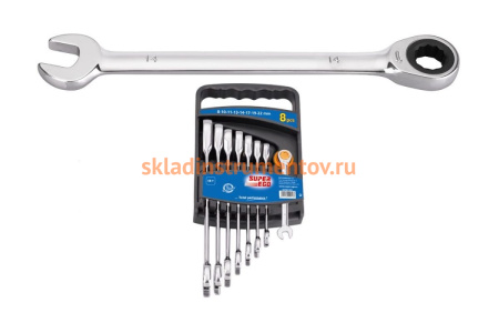 Набор комбинированных рожково-накидных ключей с трещоткой SUPER-EGO SEH001300