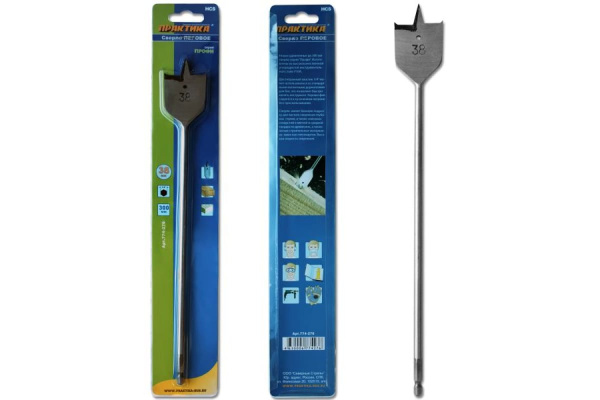 Сверло перовое по дереву (38х300 мм) ПРАКТИКА 774-276