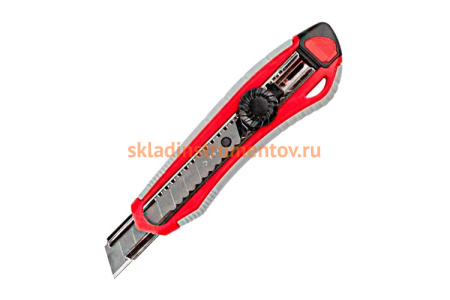 Нож с сегментированным лезвием, двухкомпонентный корпус, механический фиксатор, сталь У8А, 18мм Зубр МАСТЕР 09158