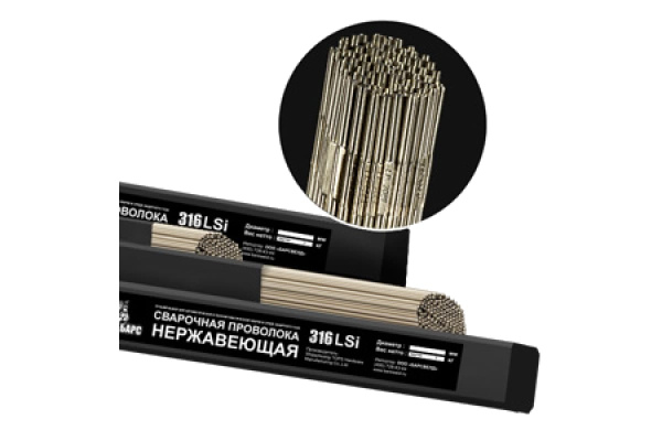Прутки сварочные нержавеющие (2.0 мм; 1000 мм; туба 5 кг; СВ-08Х19Н10М3Б) 316LSi БАРС