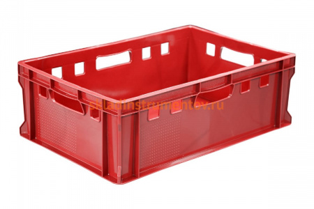 Ящик Тара.ру п/э мясной 600x400x200 сплошной Е2 красный 20317