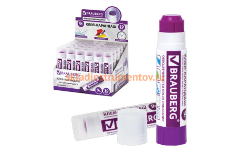 Клей-карандаш BRAUBERG 9 г, обесцвечивающийся после высыхания 220872