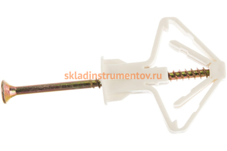 Дюбель "Бабочка" полипропиленовый для пустотелых конструкций с саморезом 4 шт. (10х50 мм; ТФ6) ЗУБР 4-301326